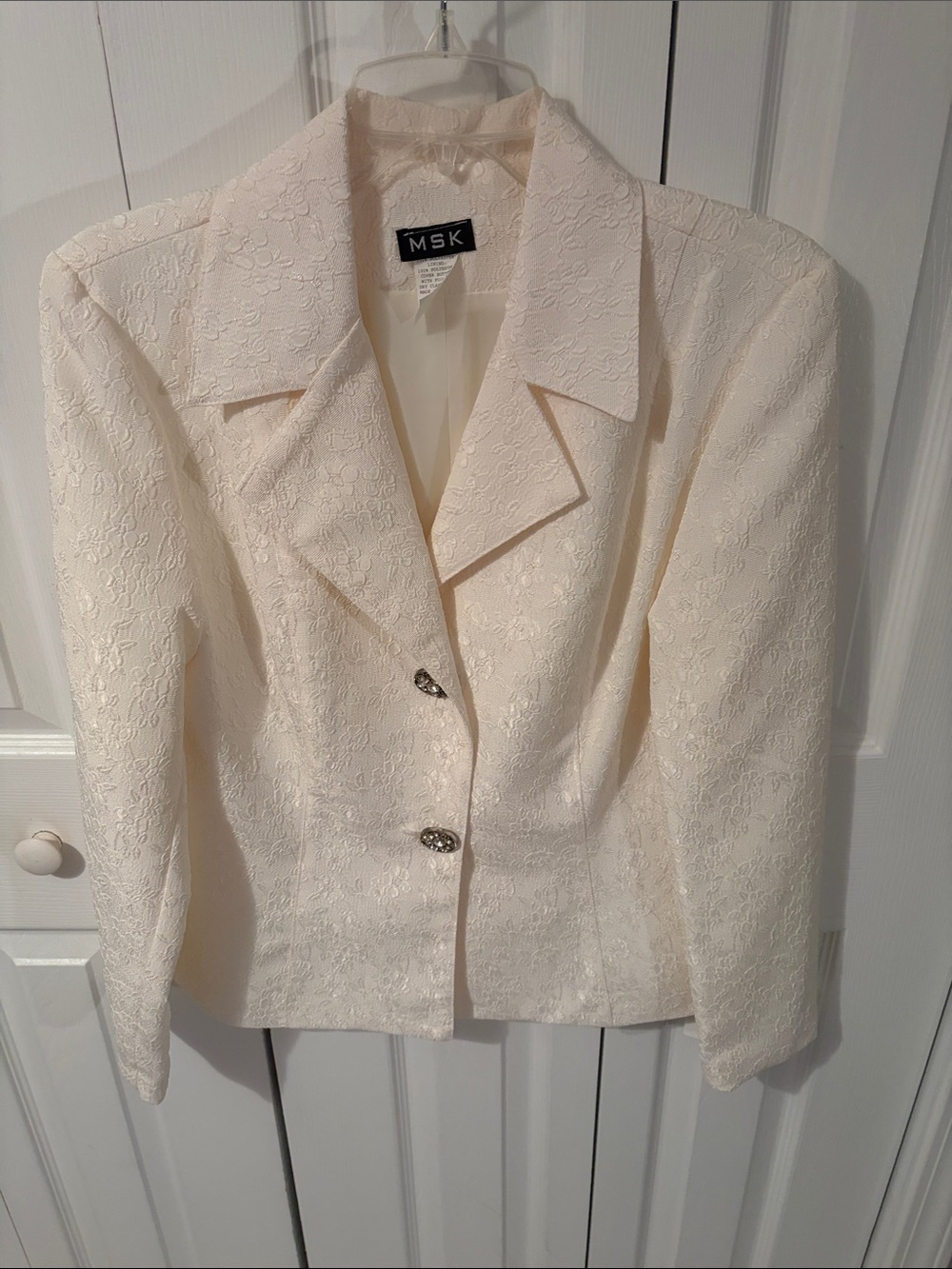 MSK Ivory Lace Blazer with Decorative Buttons